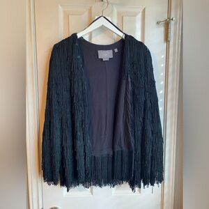 NWOT Anthropologie Fringe Jacket in Black, size Small
